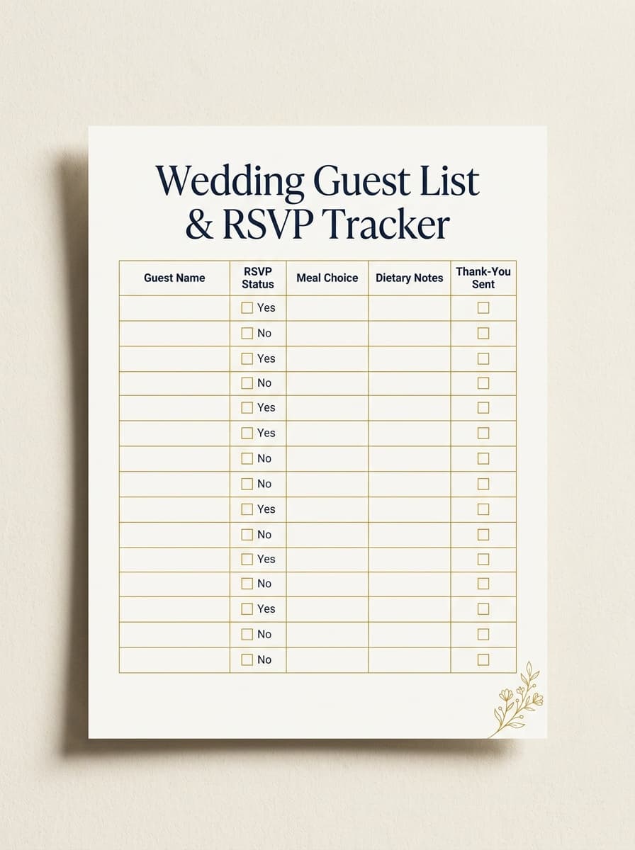 Wedding Guest List & RSVP Tracker preview